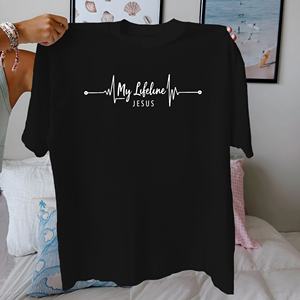 Tshirt pour femme en pur coton My Lifeline Jesus coupe confortable - Product Image 2