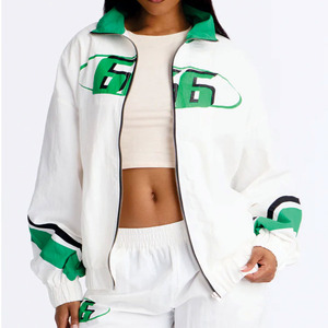 ชุดวอร์มเทรนดี้สีขาวเขียวสำหรับผู้ชาย ผ้าฝ้าย 100% เสื้อแจ็คเก็ตซิปเต็มตัว กางเกงทรงหลวม น้ำหนักเบา สไตล์สตรีทแวร์ มีฮู้ด - Product Image 6