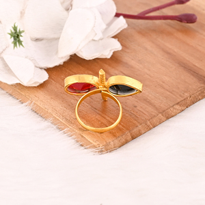 Black Onyx & Garnet Hydro <b>Ring</b> for Women Gold Plated Brass <b>Adjustable</b> Trendy Gemstone <b>Rings</b> - Product Image 5