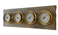 Horloge murale à base en bois analogique avec thermomètre et hygromètre horloge à hublot/horloge baromètre hygromètre en laiton