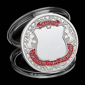 Moneda de la Logia Azul de Maestros Masones, Orden Fraternal de los Masones, Moneda de Desafío Masónica Tradicional Chapada en Oro - Product Image 3