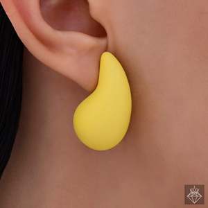 Pendientes de anacardo acrílico amarillo PRAO, accesorio de moda - Product Image 4