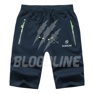 BLOODLINE Men's Black Bermuda <b>Shorts</b> Mid Waist Elastic Casual Camouflage Pattern Quick Dry PU Coated <b>with</b> <b>Zip</b> <b>Pockets</b> - Product Image 2