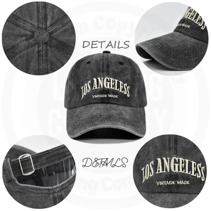 Gorras de Béisbol al por Mayor de Algodón Sarga Sin Estructura con Bordado Personalizado del Logotipo de Los Ángeles, Gorras Estilo Dad de Alta Calidad con Efecto Desgastado - Product Image 6