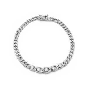 สร้อยข้อมือแบบ Cuban Chain Link จากไมอามี ขายส่ง ประดับเพชรทรงกลมเพาะเลี้ยงในห้องปฏิบัติการ พร้อมจี้รูปเข็มกลัด ดีไซน์สั่งทำได้ ทอง 14K 18K สำหรับใส่ทุกวัน - Product Image 3