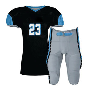 Ensemble de maillots de football américain pour hommes, noir, turquoise, blanc, imprimé par transfert thermique, maille respirante, col en V, taille élastique, ajusté - Product Image 1