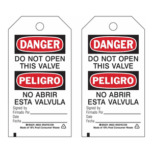 Étiquettes de danger bilingues double face pour valves 5,75 x 3 po pour la mise en sécurité (LOTO) par Brady - Product Image 3