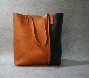Sac fourre-tout en cuir grande capacité, tendance simple, texture unie, motif uni - Product Image 2