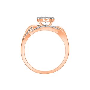 แหวนแต่งงานแบบสั่งทำพิเศษจาก SUTARIYA BROTHERS ทองคำชมพู 14K ประดับเพชรทรงรัศมี ดีไซน์วงแหวนไขว้กันแบบแยกส่วน ประดับเพชรกลุ่มตรงกลาง สำหรับงานหมั้นและงานแต่งงาน - Product Image 3