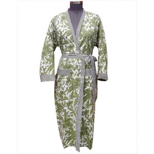 Bata Kimono Moderna Transpirable con Cuello en V y Cierre de Cinturón, de Secado Rápido, Larga, con Estampado de Bloques, Ropa de Dormir Casual - Product Image 1