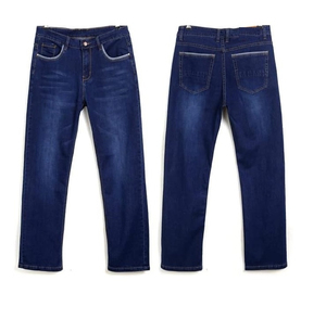 Jeans en denim coupe droite pour homme, bleu vintage, respirant, hiver-printemps, 100% coton, streetwear hip-hop - Product Image 4