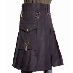 Kilt Utilitaire pour Homme en Coton de Qualité Supérieure, Motif Tartan Highland Kaki, Accessoires d'Instruments de Musique Métalliques, Tendance - Product Image 3