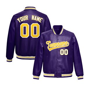 Unisex White PU Leather Varsity Jacket with Orange Trim Custom Name Number Printed Front <b>Back</b> Personliased Labels LOGO - Product Image 2