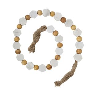 Guirnalda de Cuentas de Resina en Blanco y Negro con Borlas, Decoración Moderna de Estilo Rústico Bohemio para el Hogar - Product Image 2