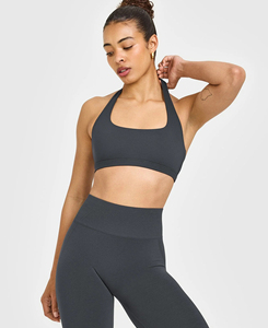 Soutien-gorge de sport pour femme 2026, col halter carré, idéal pour le yoga et la gym, séchage rapide, en Spandex/Coton, maintien moyen, prix bas, vente en gros - Product Image 1