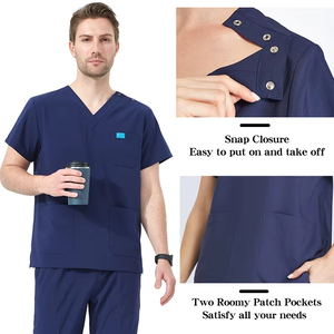 Conjunto de Uniformes Médicos Elásticos Antiarrugas Unisex, Top con Cuello en V, Pantalones Jogger, Ropa de Trabajo para Médicos, Enfermeras y Hospitales - Product Image 3