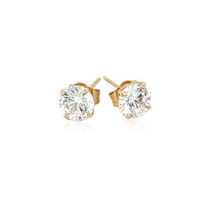 Pendientes de Oro Amarillo de 14k con Anillos de Circonia Cúbica Facetada de 5mm en Tono Blanco - Product Image 2