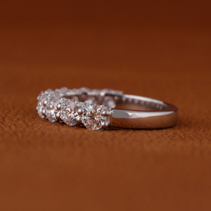 Round cut lab grown diamond Wedding Band 1.80 TCW Half Eaternity band Bridal Set 14K White Gold Band Stackable Band - Product Image 2