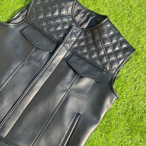 Gilet de moto en cuir de haute qualité pour homme, cuir souple, brillant, durable et flexible, gilet de motard - Product Image 5