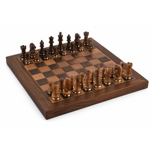Juego de Ajedrez Artesanal de Nogal y Latón - Venta al por Mayor en India |   Aqdus Saleem - Product Image 1