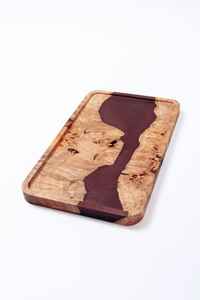 Plateau en résine époxy noire fait main, plateau de service de cuisine en bois, plateau à nourriture en bois pour le petit-déjeuner, les collations et les boissons, plateau en bois fait main - Product Image 2