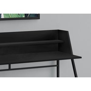 Contemporary Modern 48\"L Home Office Laptop <b>Computer</b> <b>Desk</b> with Storage Shelves in Black Laminate and Metal Black Finish - Product Image 3