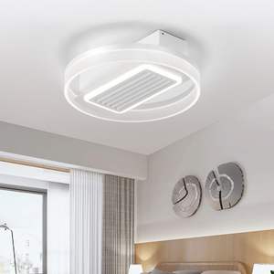 Ventilateur de plafond sans pales LED de 20 pouces avec télécommande, lampe moderne à montage encastré pour salon, salle à manger, luminosité réglable - Product Image 1