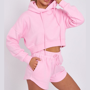 Conjunto Deportivo de Dos Piezas para Mujer, Sudadera con Capucha Rosa, Pantalones Cortos de Felpa, Corte Holgado, Informal, para Primavera/Verano - Product Image 2