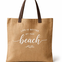 Sac fourre-tout de plage en jute écologique vintage couleur unie avec poignées en cuir, imprimé personnalisé, réutilisable, pour le shopping côtier, vente en gros