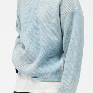 Pull en coton 100 % pour homme, coupe ample, respirant, tricoté, style streetwear personnalisé, effet délavé, collection 2026 - Product Image 4