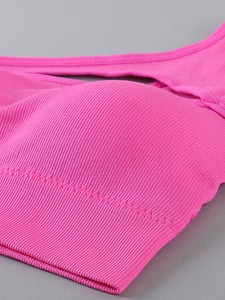 Sleek Asymmetric Gym Wear Ladies Bra Underwear Single Strap Exercise Clothing Athleisure Ribbed <b>Crop</b> <b>Top</b> Private Label - Product Image 5