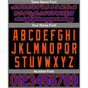 Camiseta de Béisbol Personalizada para Niñas en Negro, Morado y Naranja, con Franjas y Nombre - Product Image 3