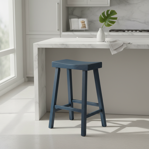 Taburete Alto de Barra, Redondo, de Madera de Caucho Sólida, Moderno, Minimalista, Mueble para el Hogar, Duradero y Ligero - Product Image 2