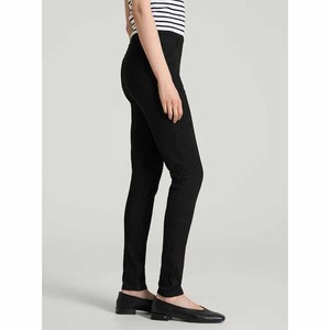 Jean en denim noir taille haute skinny pour femme, longueur intégrale, couleur unie, décontracté, en tissu extensible coton-élasthanne, style automne - Product Image 2