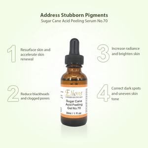 Suero Blanqueador de Piel Antienvejecimiento con Ácido de Caña de Azúcar al 70% de Marca OEM para Piel Negra, Producto en Gel Exfoliante - Product Image 5