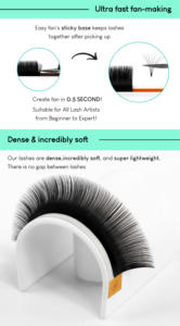 Extensions de cils en cachemire effet plume, volume mat, les plus vendues, faciles à poser, en plateaux, vente en gros avec logo personnalisé, éventail rapide - Product Image 3