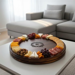 Wood Double Tier <b>Rotating</b> Tray Smooth-Spin Lazy Susan for Tabletop <b>Spice</b> Serving - Product Image 4