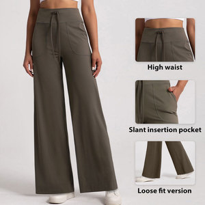 Wearpex Women's Mid-Waisted Flare <b>Pants</b> Yoga Sports Fleece-<b>Lined</b> Regular Fit Slimming 100% Cotton Eco-Friendly Breathable - Product Image 5