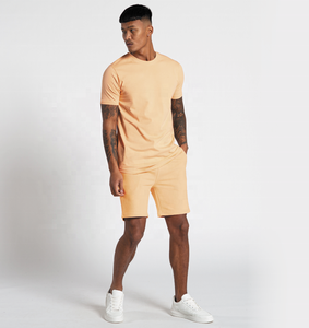 Conjunto de dos piezas para hombre, chándal de verano, Camiseta lisa de Color sólido y conjuntos cortos, chándales más vendidos, ropa barata de fábrica, 2022 - Product Image 3