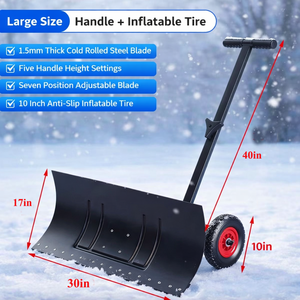 Pousse-neige à lame en acier de 30 pouces de large avec roues, lame et poignée réglables, pelle à neige en acier pour allée et usage extérieur ODGWTO017 - Product Image 6