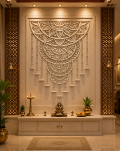 CNC Carved Modern Gwalior Mint Sandstone Wall Panel | Indian Temple <b>Mandir</b> Backdrop | Custom Architectural Exterior Outdoor - Product Image 1