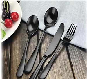 Nouveau moderne en acier inoxydable cuillère fourchette couteau Restaurant argenterie couverts fourchette couteau dîner noir couverts couverts ensemble - Product Image 1