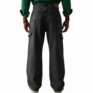 Pantalones vaqueros de mezclilla holgados de estilo urbano con bolsillos laterales, lavado vintage, efecto desgastado, de gran tamaño y peso pesado para hombre - Product Image 6