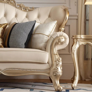 Juego de Sofás Seccionales Tapizados Estilo Francés Real, Madera de Caoba Tallada a Mano, para Sala de Estar de Lujo - Product Image 4