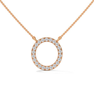 Collier élégant en or rose avec pendentif diamant, pierre centrale de laboratoire, bijoux fins, style de luxe quotidien pour femme - Product Image 1