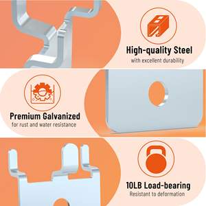 HUHOLE 20 crochets et rails muraux multifonctionnels réglables en métal noir pour panneaux perforés - Product Image 6