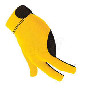 Gant de billard demi-doigt avec patch jaune et noir sur la paume pour droitier, usage sportif unisexe toutes saisons - Product Image 5