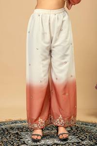 Salwar Kameez de algodón para mujer con dupatta bordada en diseño ombré blanco y morado para uso casual. - Product Image 6