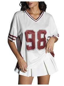 Camisetas Oversize de Jersey Transpirable para Mujer, Estilo Casual Urbano, Tops Lisos con Logo, Venta al por Mayor - Product Image 3