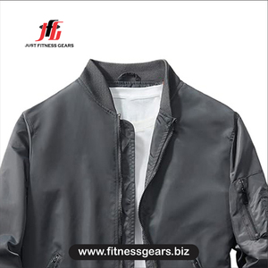เสื้อแจ็คเก็ตบอมเบอร์ผู้ชาย JUST FITNESS GEARS แบบติดซิปด้านหน้า สวมใส่สบาย กันลม เหมาะสำหรับฤดูหนาว ทรงปกติ ผลิตจากโพลีเอสเตอร์ - Product Image 3